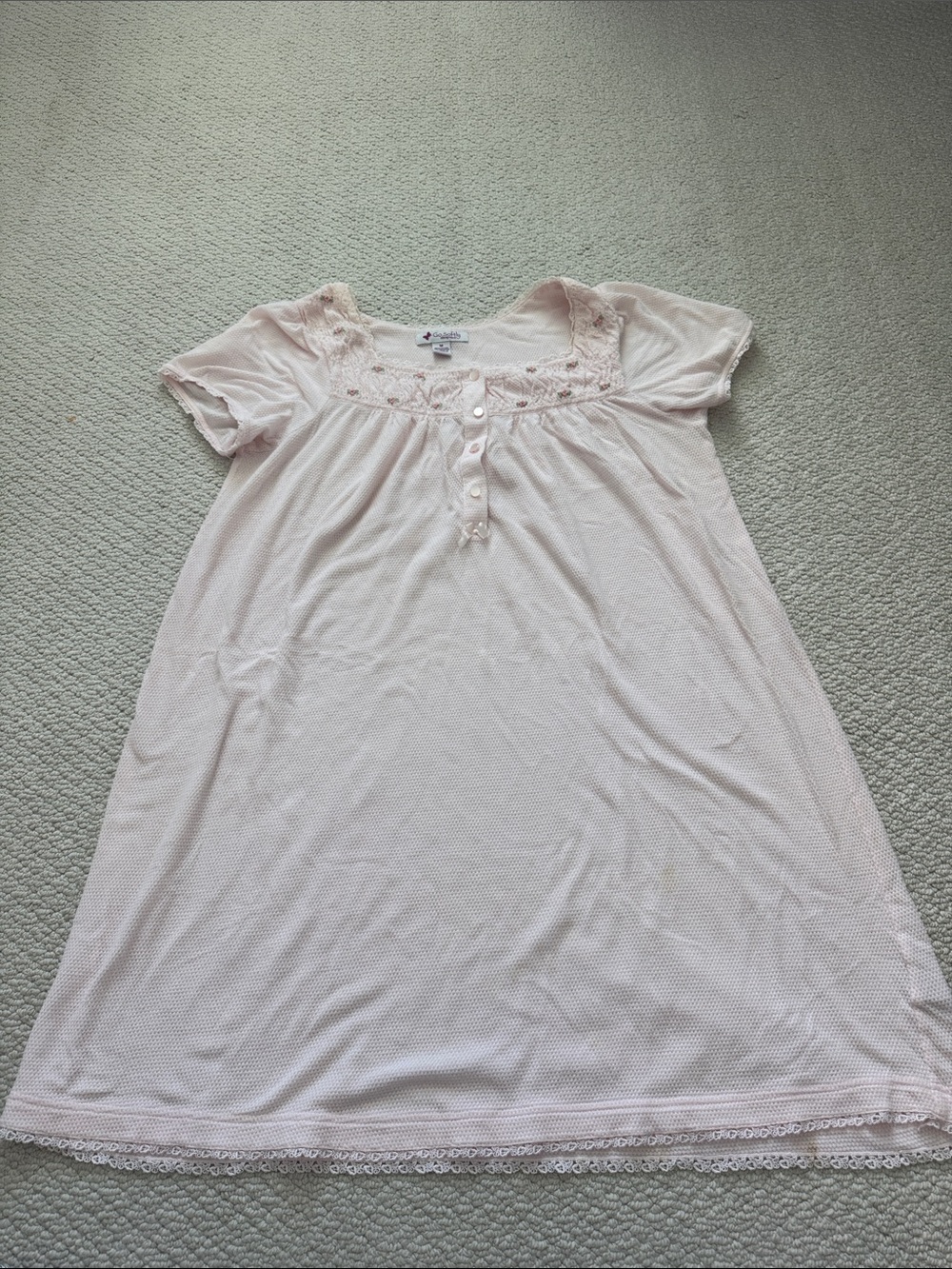 Light Pink Lace-Trim Chemise Nightdress